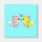 Fox Couple Kust met Little Hearts Overhead Magneet (Voorkant)