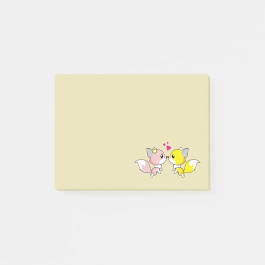 Fox Couple Kust met Little Hearts Overhead Post-it® Notes (Voorkant)