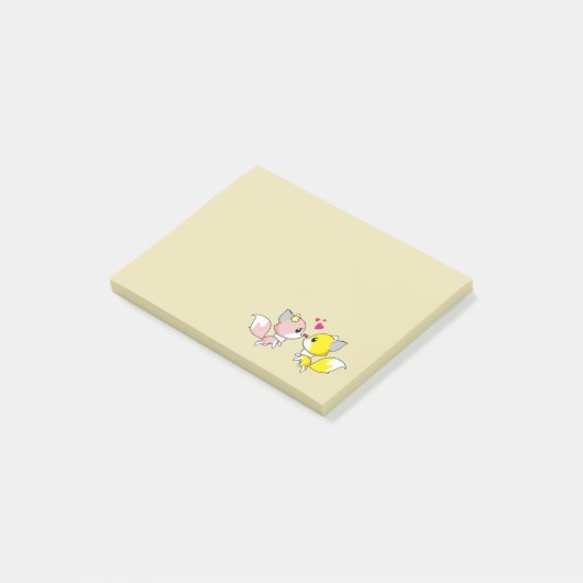 Fox Couple Kust met Little Hearts Overhead Post-it® Notes (Schuin)