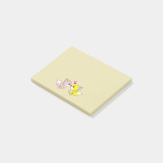 Fox Couple Kust met Little Hearts Overhead Post-it® Notes (Schuin)