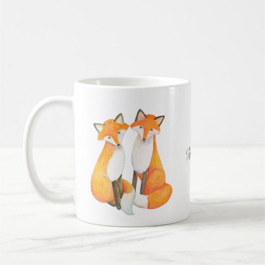 Fox Couple, schattige foxrode voxkoppel, aangepast Koffiemok (Links)