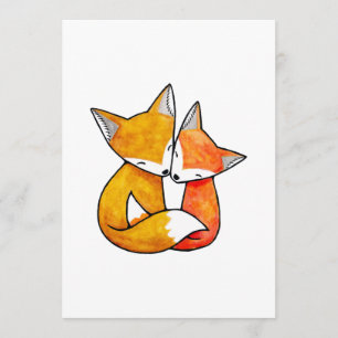 Fox Couple Wedding Invitation Cute Woodland Foxes Kaart