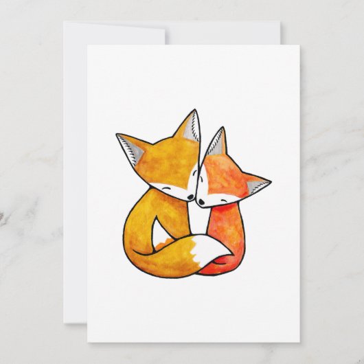 Fox Couple Wedding Invitation Schattige Woodland F Kaart (Voorkant)