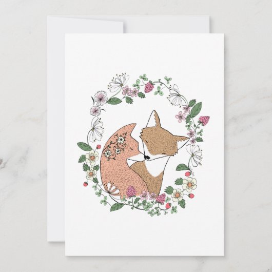 Fox Couple Wedding Invitation Woodland Wedding Kaart (Voorkant)
