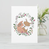 Fox Couple Wedding Invitation Woodland Wedding Kaart (Staand voorkant)