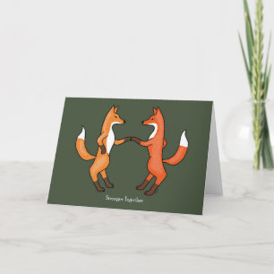 Fox Couple Wedding Jubileum Art Kaart Red Foxes