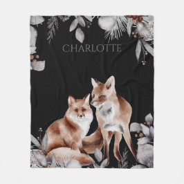 Fox Couple Winter Foliage Kerstmis op maat Fleece Deken