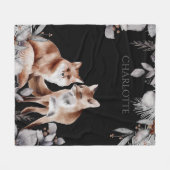 Fox Couple Winter Foliage Kerstmis op maat Fleece Deken (Voorkant (Horizontaal))