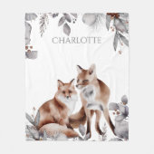 Fox Couple Winter Foliage Kerstmis op maat Fleece Deken (Voorkant)