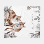 Fox Couple Winter Foliage Kerstmis op maat Fleece Deken (Voorkant (Horizontaal))