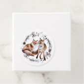 Fox Couple Winter Wreate Kerstmis Bedankjes Labels (In situ)