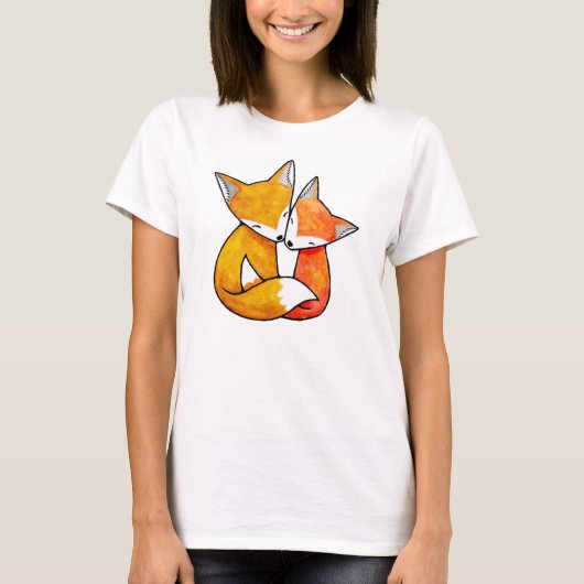 Fox Couple Woodland Love Illustration T-shirt (Voorkant)