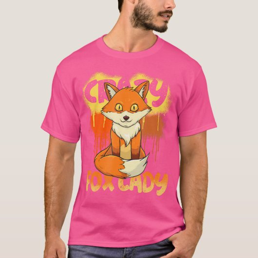 Fox Crazy Fox Lady Funny Fox Kleding voor Fox Love T-shirt (Voorkant)
