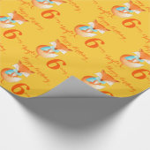 Fox cub art age and name 6th verjaardagscrap cadeaupapier (Hoek)