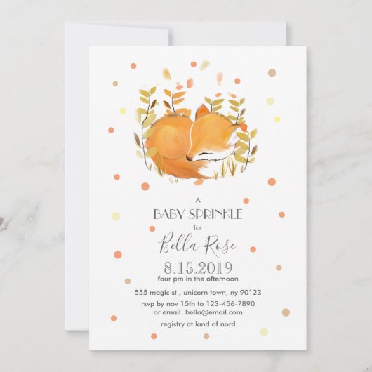 Fox Cub Baby Sprinkle Invitations Kaart (Voorkant)