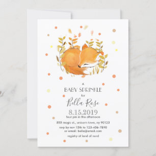 Fox Cub Baby Sprinkle Invitations Kaart