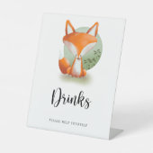 Fox Cub - Drinken helpen jezelf Reclamebord Met Voetstuk (Voorkant)