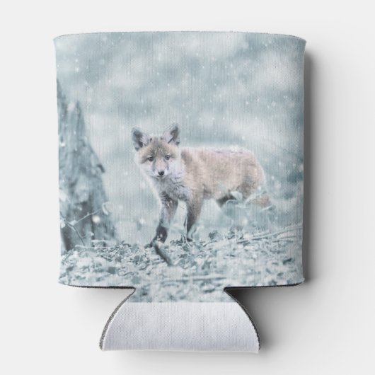 Fox Cub in de sneeuw Blikjeskoeler (Achterkant)