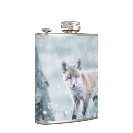 Fox Cub in de sneeuw Heupfles (Rechts)