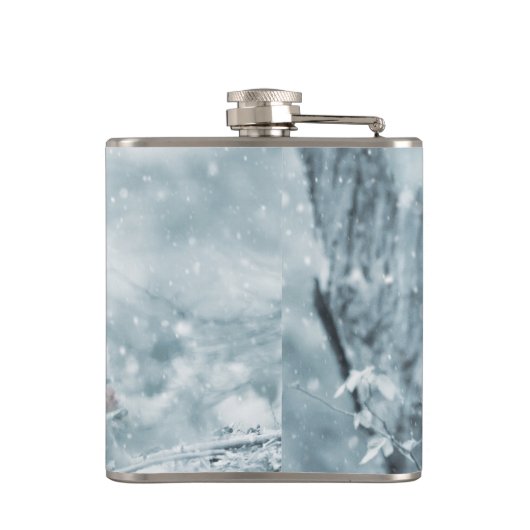 Fox Cub in de sneeuw Heupfles (Achterkant)