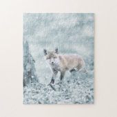 Fox Cub in de sneeuw Legpuzzel (Verticaal)