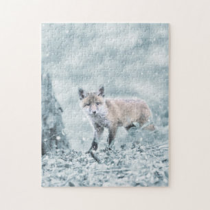 Fox Cub in de sneeuw Legpuzzel