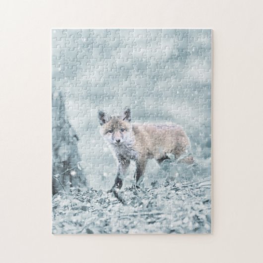 Fox Cub in de sneeuw Legpuzzel (Verticaal)