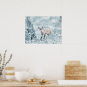 Fox Cub in de sneeuw Poster (Keuken)