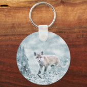 Fox Cub in de sneeuw Sleutelhanger (Voorkant)