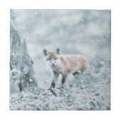 Fox Cub in de sneeuw Tegeltje (Voorkant)