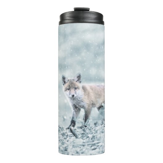 Fox Cub in de sneeuw Thermosbeker (Voorkant)