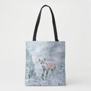 Fox Cub in de sneeuw Tote Bag