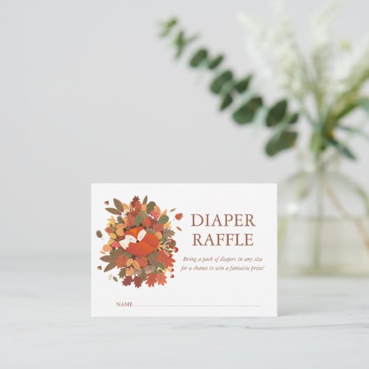 Fox Cub Luier Raffle Woodland Baby shower Informatiekaartje (Staand voorkant)