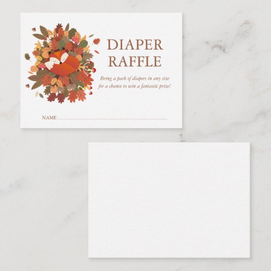 Fox Cub Luier Raffle Woodland Baby shower Informatiekaartje (Voorkant / Achterkant)