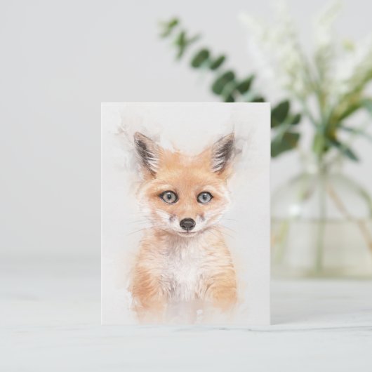 Fox Cub Portret Briefkaart (Staand voorkant)