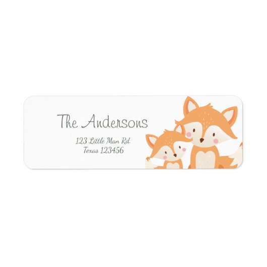 Fox cub Return Address Labels Cute Baby shower (Voorkant)