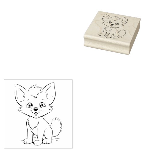 Fox Cub Rubberstempel (Gestempeld)