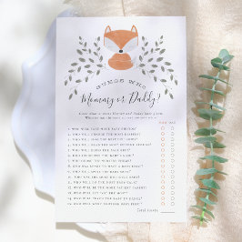 Fox Cub Rustic Woodland Raad wie Baby shower spel