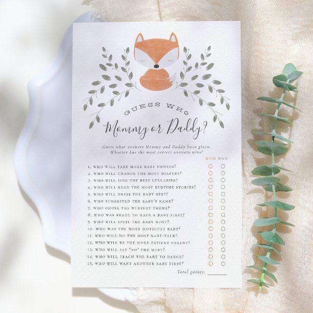 Fox Cub Rustic Woodland Raad wie Baby shower spel (Creator heeft geüpload)