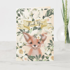 Fox cub schattig bloemig baby shower dank je kaart