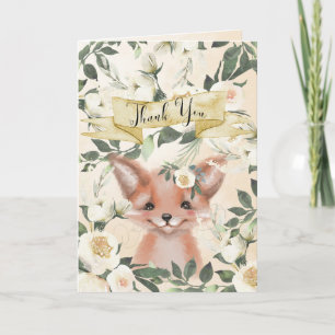 Fox cub schattig bloemig baby shower dank je kaart