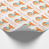 Fox cub winter art gepersonaliseerd kerstrecept cadeaupapier (Hoek)