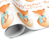 Fox cub winter art gepersonaliseerd kerstrecept cadeaupapier (Rol Hoek)