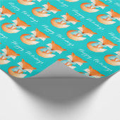 Fox cub winter art prettige feestdagen kerstomslag cadeaupapier (Hoek)