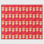 Fox cub winterkunst Vrolijk kerstrood wrap Cadeaupapier (Vlak)