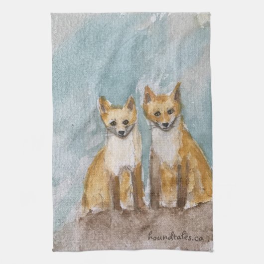 Fox Cubs op een keukenhanddoek (Verticaal)