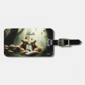 Fox Cuddle in Misty Forest gepersonaliseerd Bagagelabel (Voorkant horizontaal)