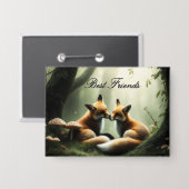 Fox Cuddle in Misty Forest gepersonaliseerd Button (Voorkant / Achterkant)