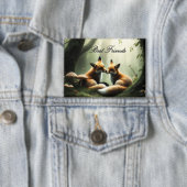 Fox Cuddle in Misty Forest gepersonaliseerd Button (Insitu)