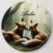 Fox Cuddle in Misty Forest gepersonaliseerd Ronde Button 6,0 Cm (Voorkant)